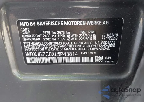 2020 BMW X1 Sdrive28I z USA, uszkodzony, nr VIN WBXJG7C0XL5P43814
